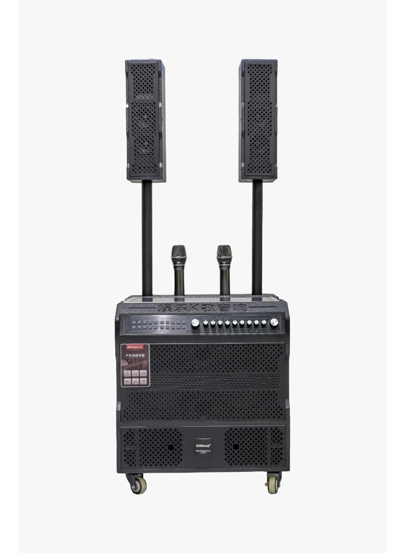 Double 8 Inch Karaoke Party Speaker with 19” Android Screen | 150W RMS Power | Wireless TWS DJ Speaker with Wheels - Image 4